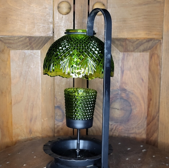Vintage Green Glass Candle Lamp - Picture 6 of 16